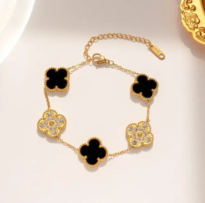 Set of 10 Gold Plated Clover Bracelets