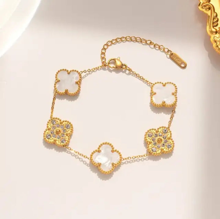 Set of 10 Gold Plated Clover Bracelets