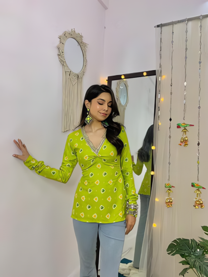 Lime Elegance Wrap Kurti