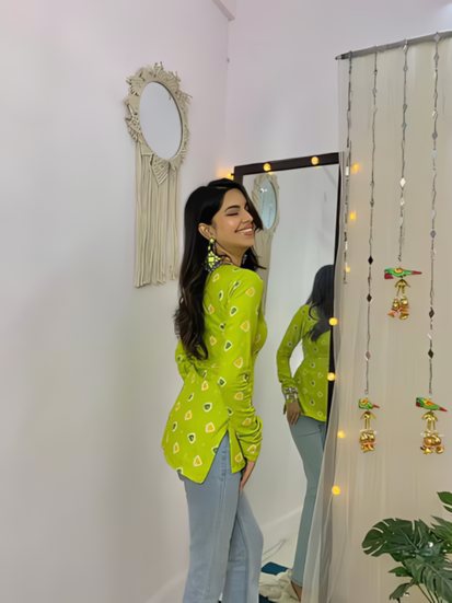 Lime Elegance Wrap Kurti