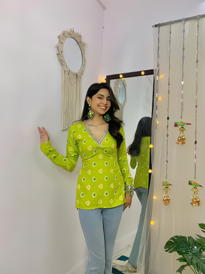 Lime Elegance Wrap Kurti