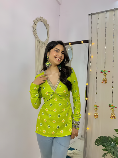 Lime Elegance Wrap Kurti