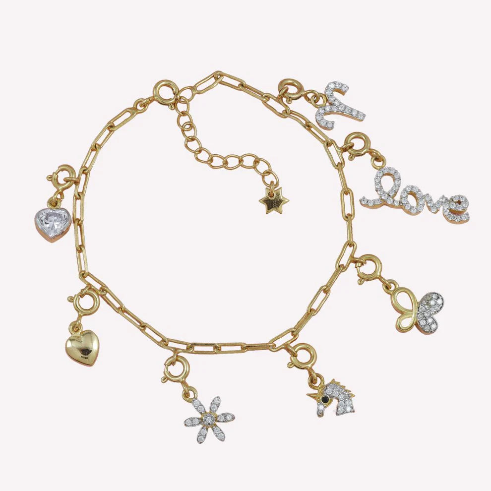 Customize Charms Bracelet with Sterling Silver Clip Chain