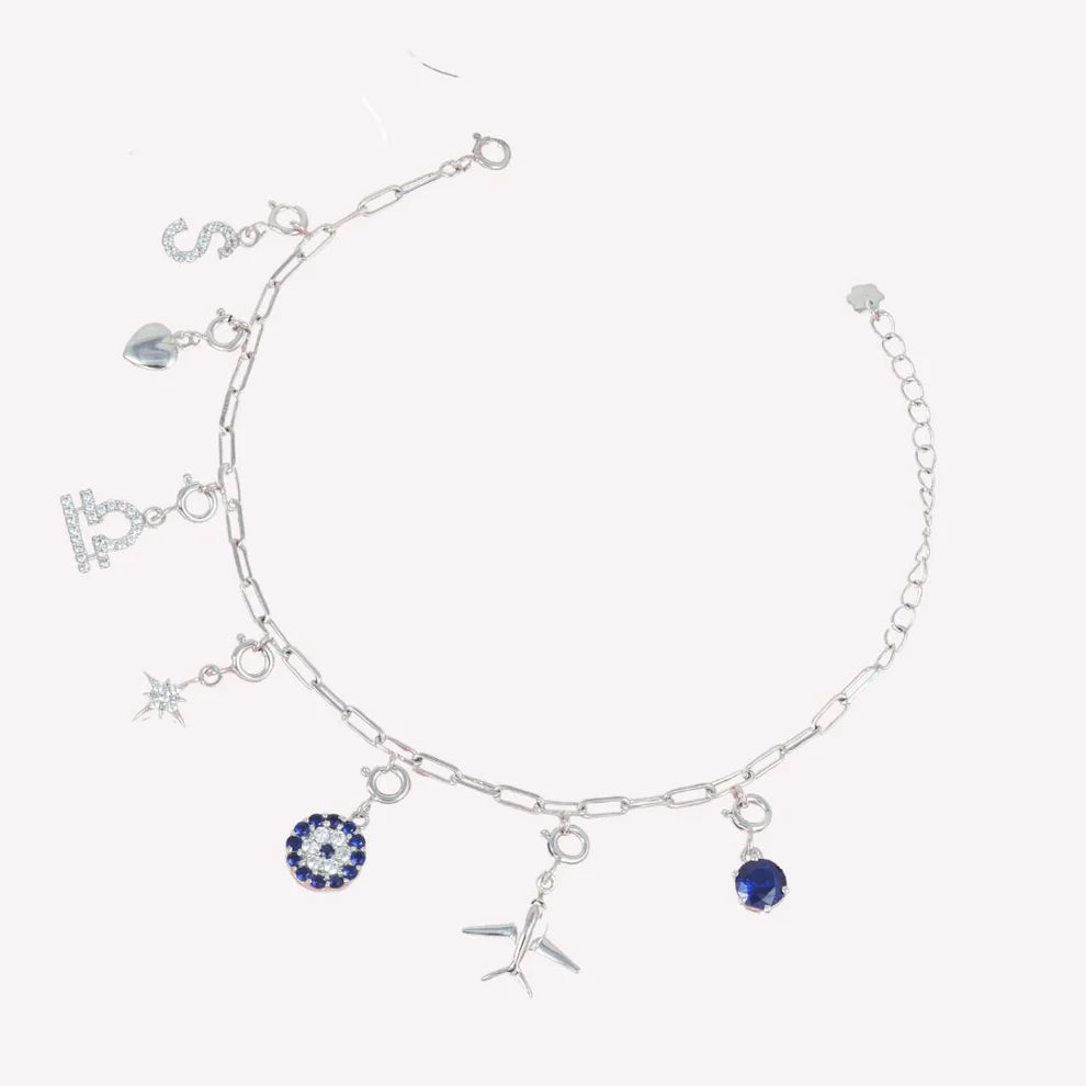 Customize Charms Bracelet with Sterling Silver Clip Chain