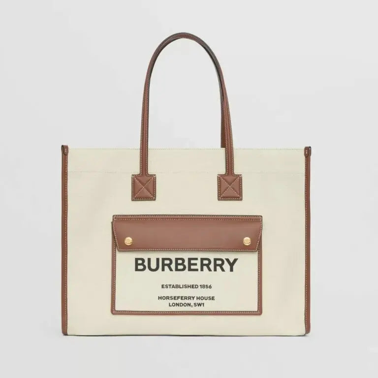 Burberry Large Freya Beige Premium Canvas Tote