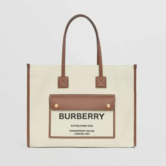 Burberry Large Freya Beige Premium Canvas Tote