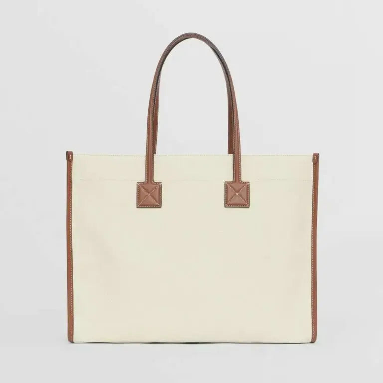 Burberry Large Freya Beige Premium Canvas Tote