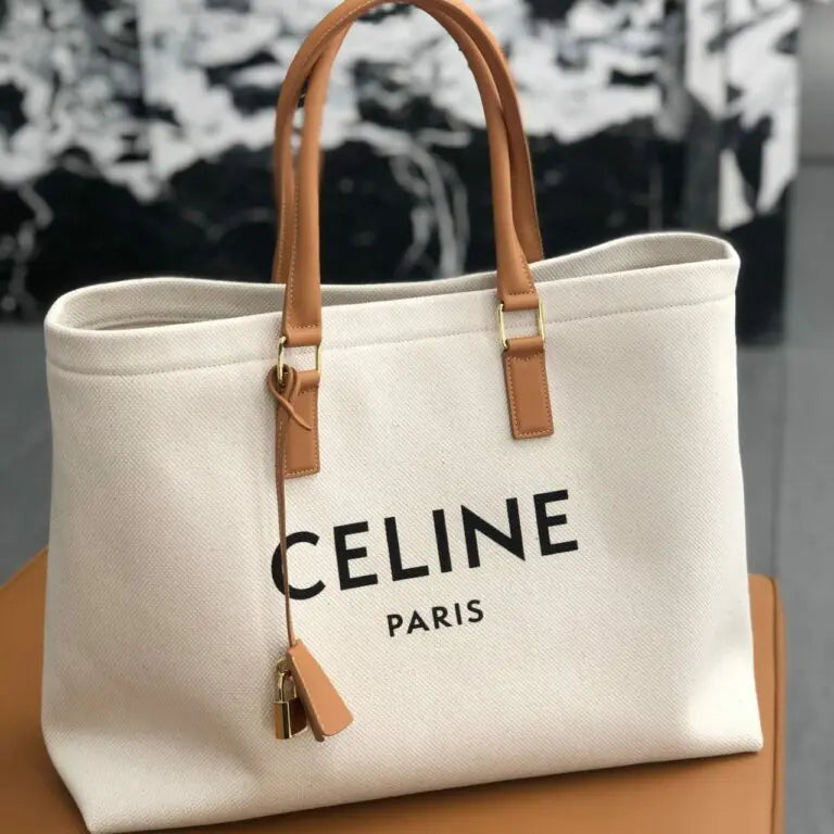 Celine Beige Canvas Tote Bag