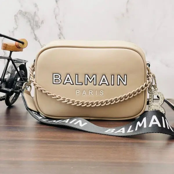 Balmain Paris Camera Khaki Sling Bag (With Box)