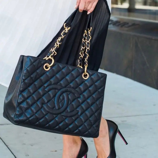 Chanel GST Caviar Black Shopping Tote Bag