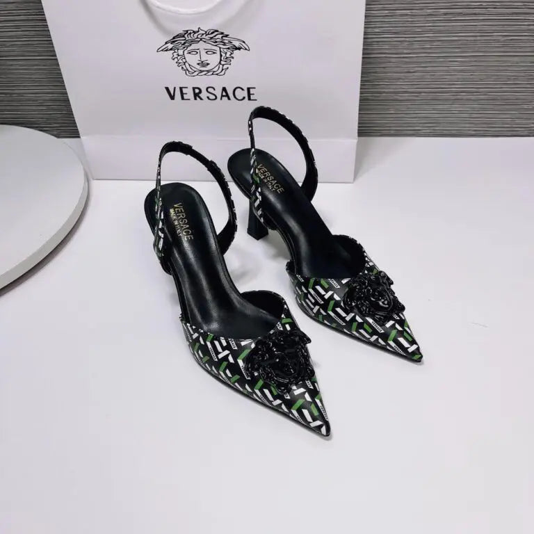 Versace Zapatos Monogram Slingback Pump Heel