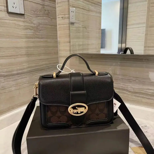 Coach Georgie Coffee Black Top Handle Bag Premium quality