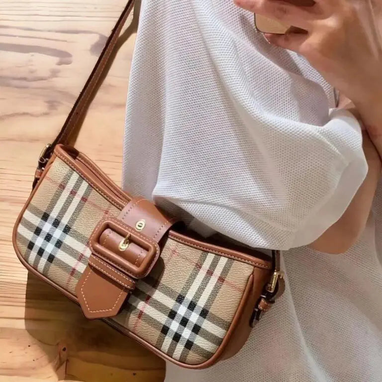 Burberry Check Signature Shoulder Bag (With Box)