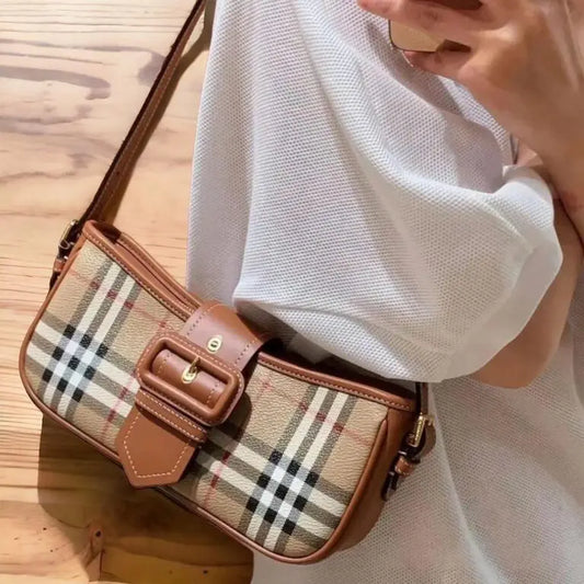 Burberry Check Signature Shoulder Bag (With Box)