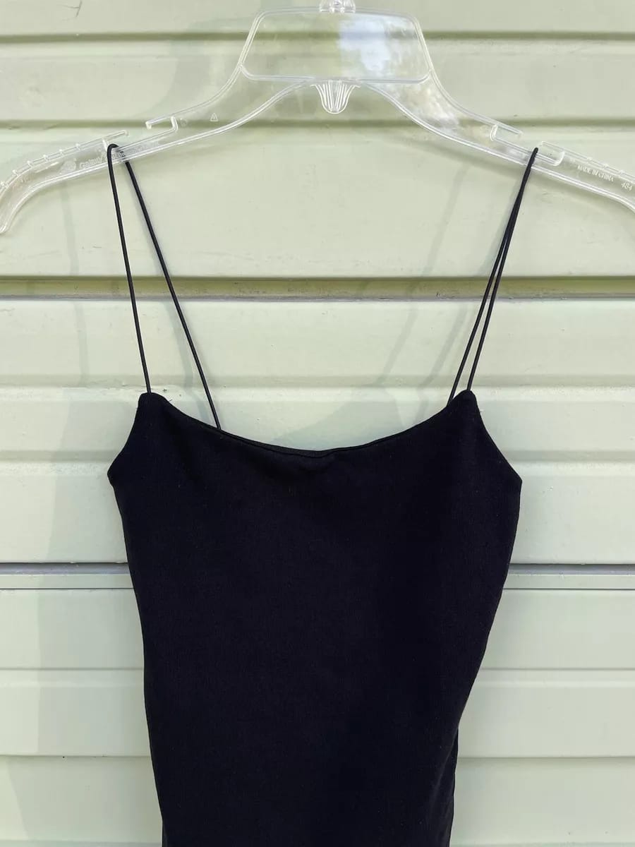 Buy 1 Get 1 Free Zara Black Slim Fit Tank Top Thin Strap Straight Neckline