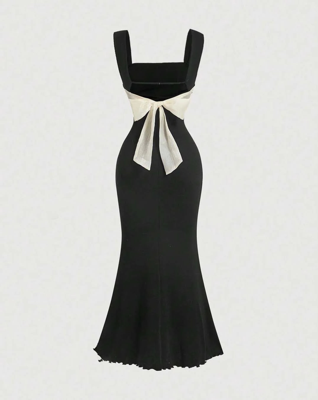 Black Mermaid Dress With Bow Back