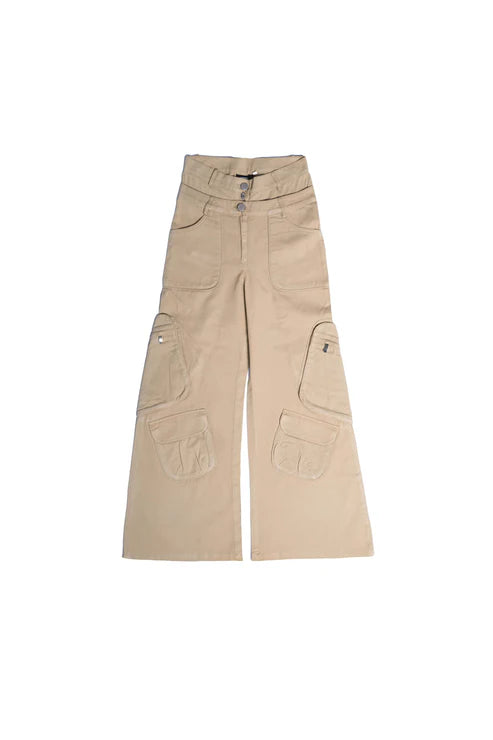 Twin zip wide leg cargo pants