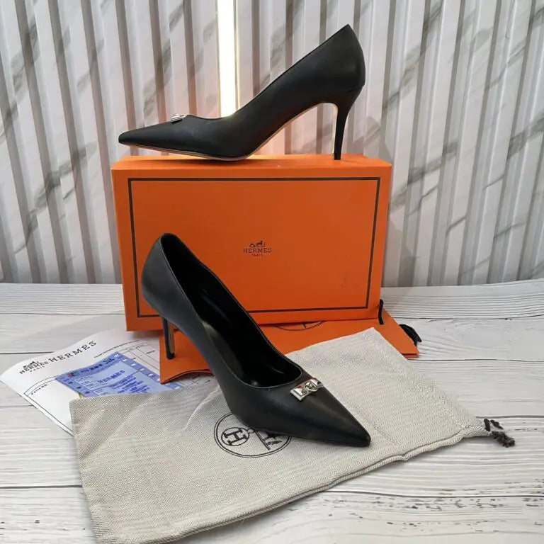 Hermes Classic Black High Heel