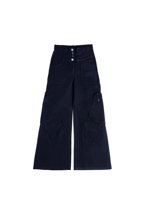 Twin zip wide leg cargo pants