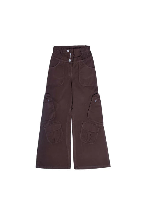 Twin zip wide leg cargo pants