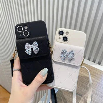 BUTTERFLY LEATHER CASE CARD HOLDER FOR IPHONE