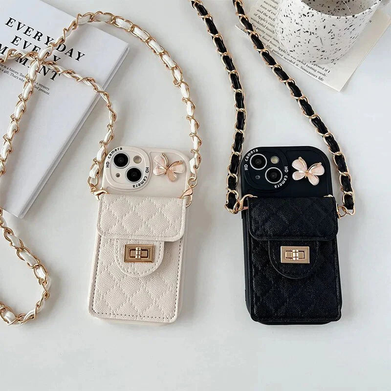 BUTTERFLY LEATHER CASE CARD HOLDER FOR IPHONE