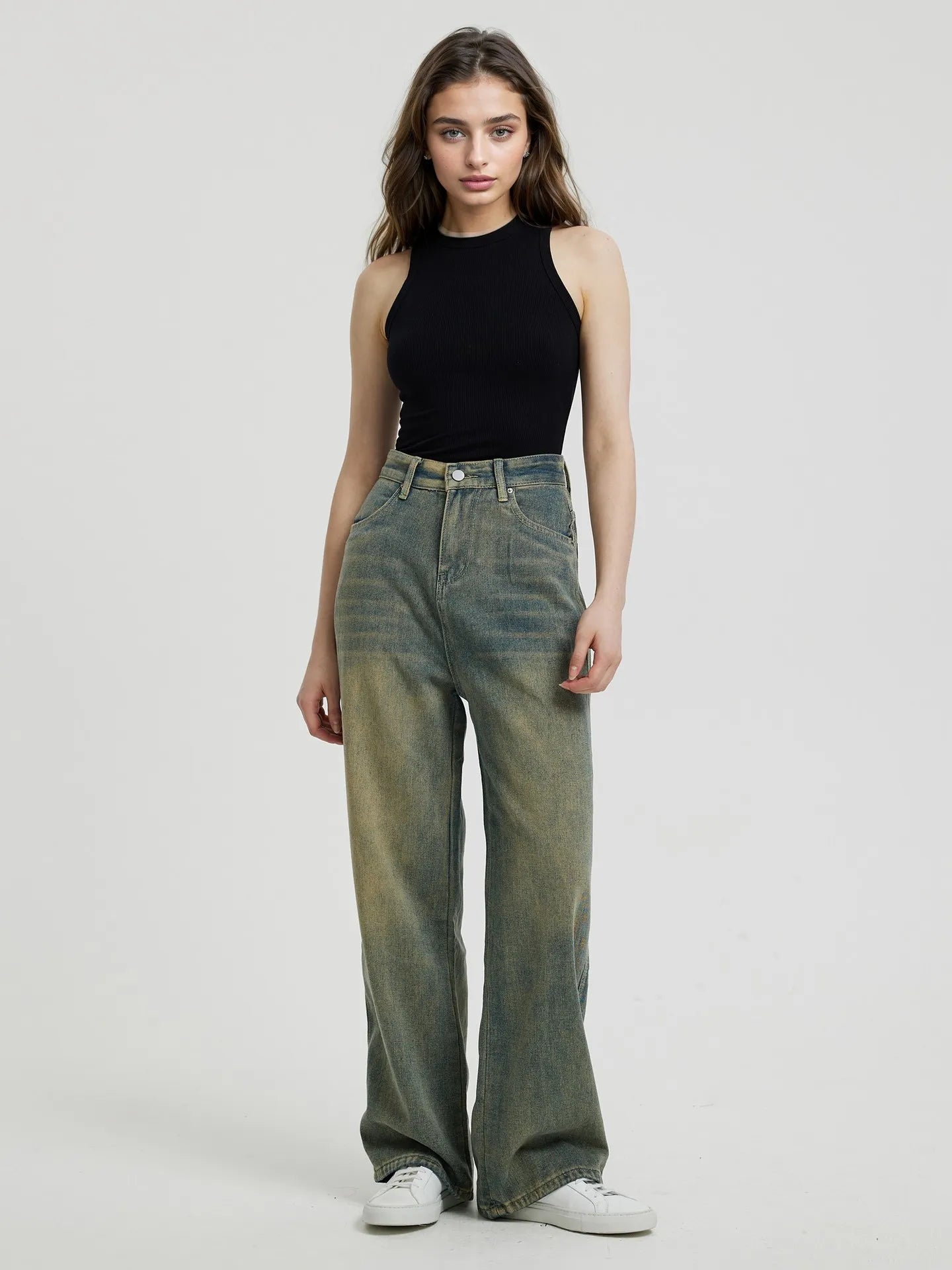 High Waist Straight Leg Jeans