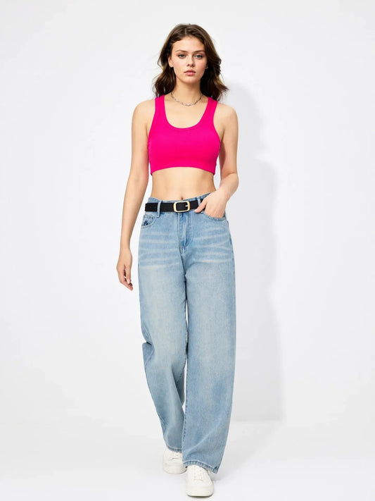 High Waist Straight Leg Jeans