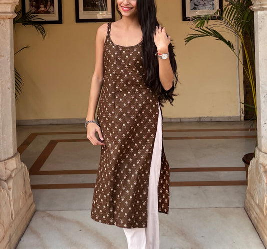 LEENA - BROWN SHORT KURTI