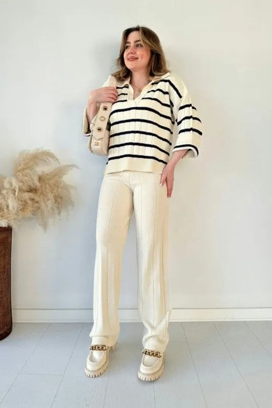 Striped Knitted Two Piece Set