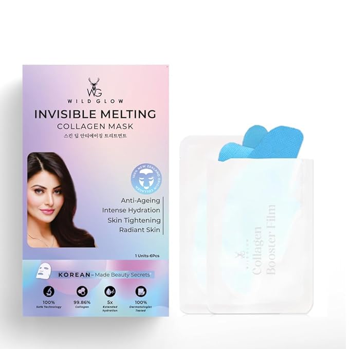 Invisible Collagen Mask | Korean Skincare Technology | Plump & Radiant Skin | Anti-Ageing Melting Collagen Mask For Skin Tightening & Wrinkle Reduction | For Women & Men (4Unit : 24Patches)