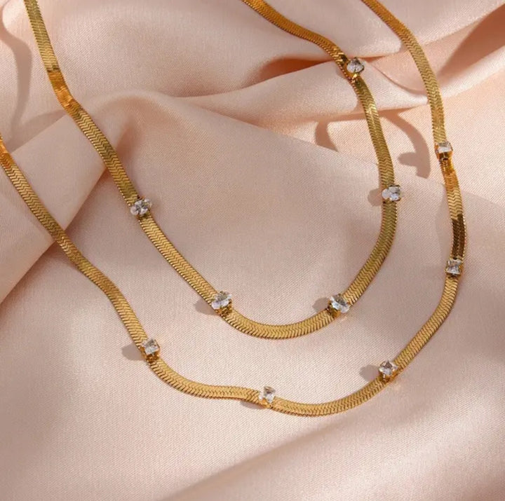 Set of 5 AD Necklace Chains |Anti tarnish| 18K Gold|