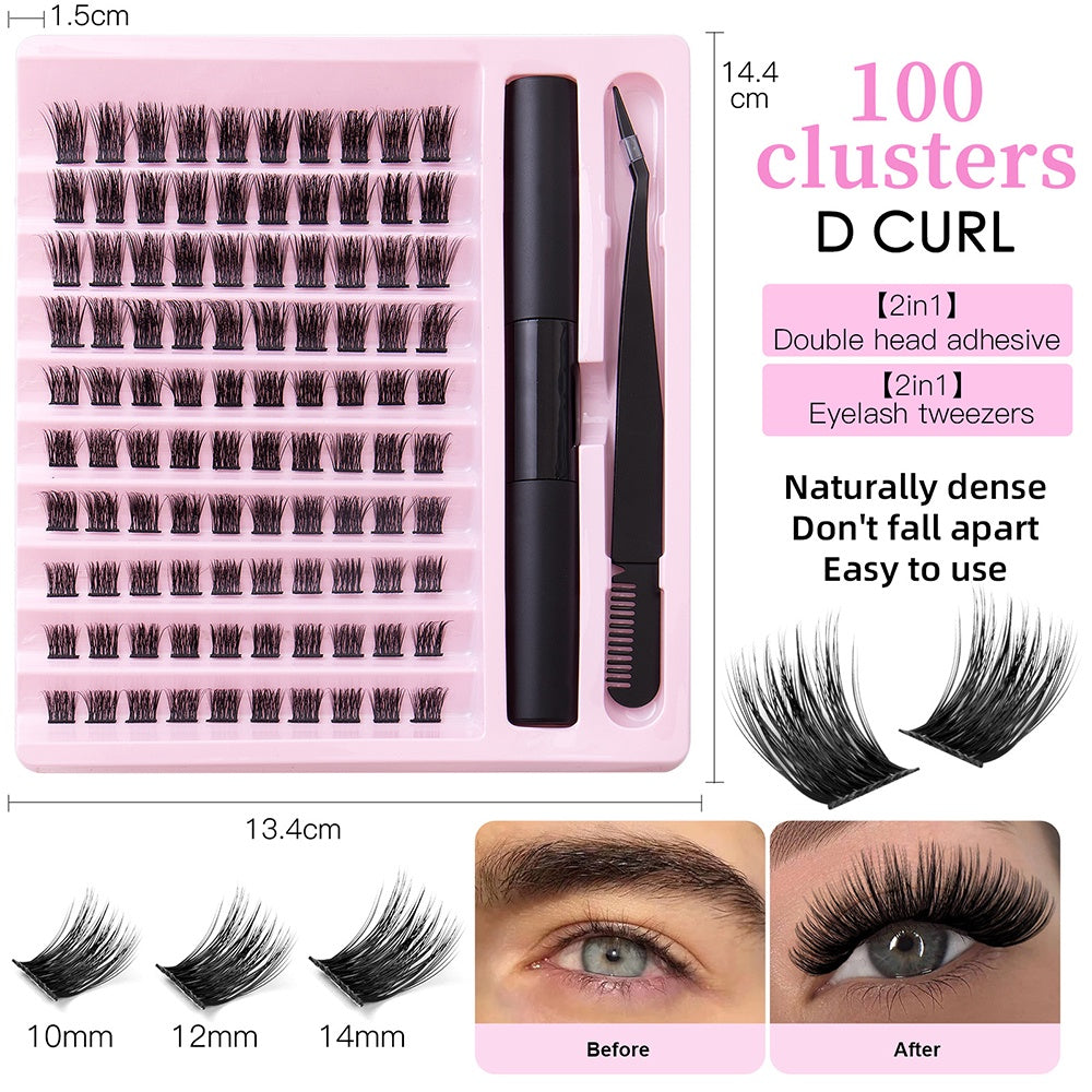 Eyelash Grafting Kit Glue Extension Volume Cluster DIY Eye Makeup Tweezers