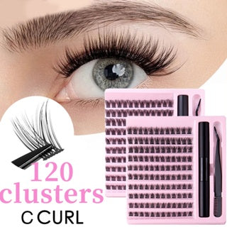 Eyelash Grafting Kit Glue Extension Volume Cluster DIY Eye Makeup Tweezers