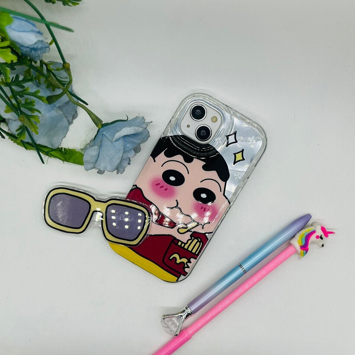 Cute Shinchan glasses holder case