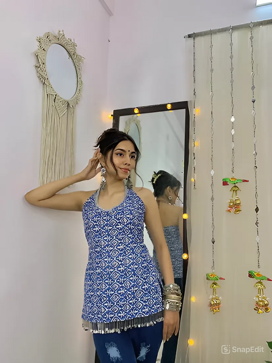 Blue Elegance Short kurti