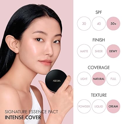 (Buy 1 Get 1 FREE) Intense Sunscreen SPF 50+ Foundation, Natural Coverage, Cushion Korean Makeup, 71% Essence Natural Dewy Finish, Refill Included, 13 Ivory (0.49 oz x2 ea)