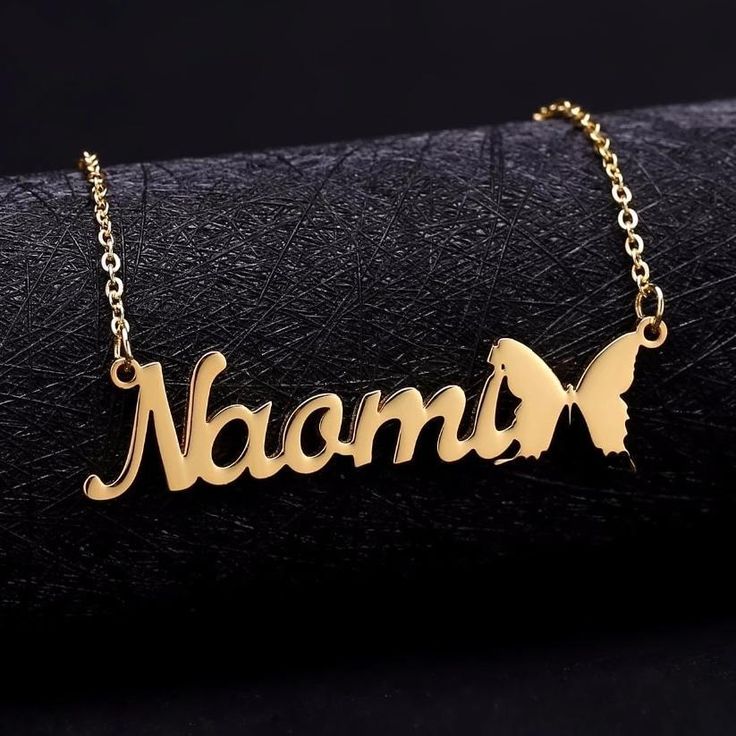 Personalized Single Name Necklace 22K Gold Plated Sterling Silver