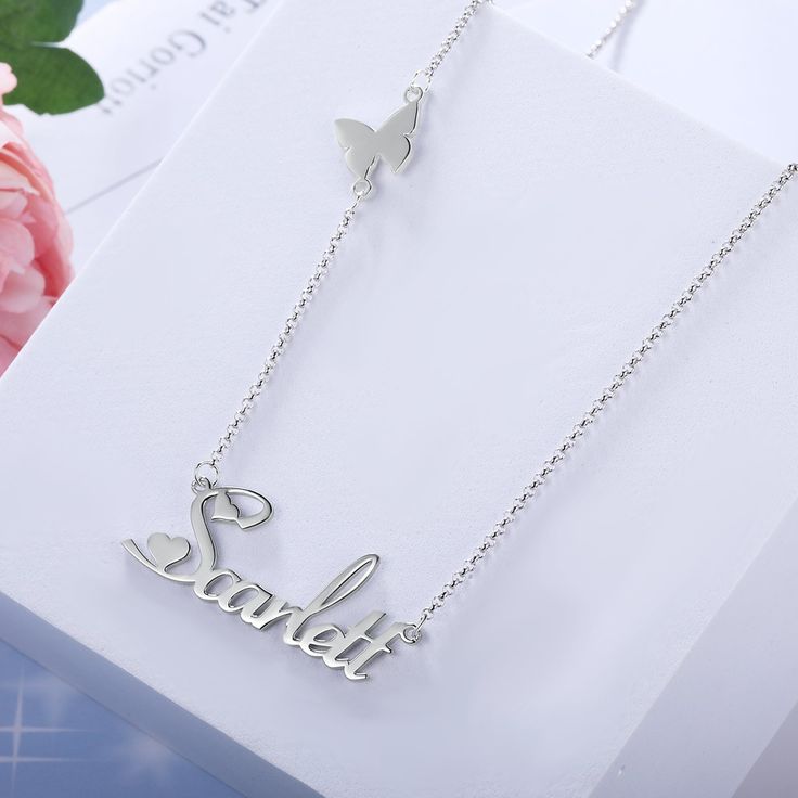 Personalized Single Name Necklace 22K Gold Plated Sterling Silver