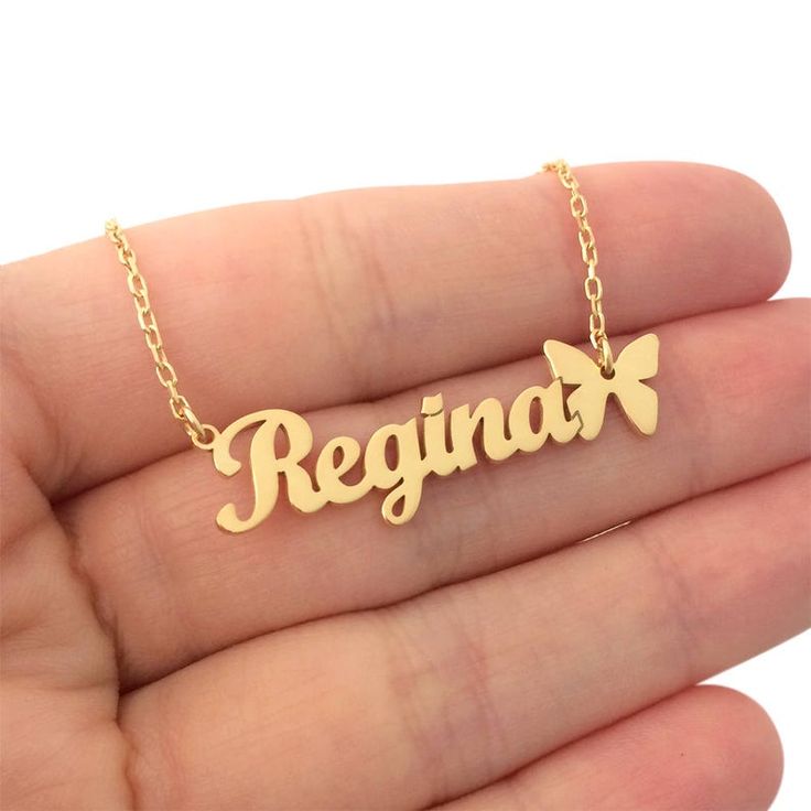 Personalized Single Name Necklace 22K Gold Plated Sterling Silver