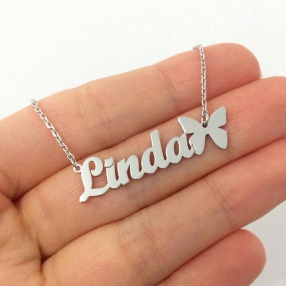 Personalized Single Name Necklace 22K Gold Plated Sterling Silver