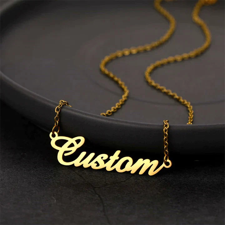 Personalized Single Name Necklace 22K Gold Plated Sterling Silver