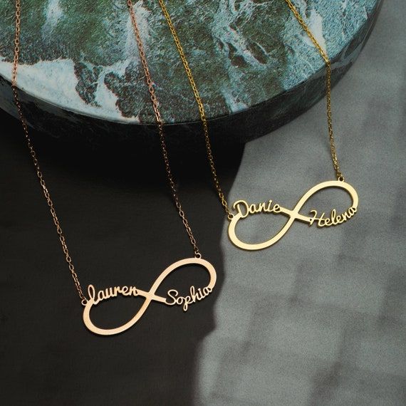 Infinity Personalized Name Necklace 22K Gold Plated Sterling Silver