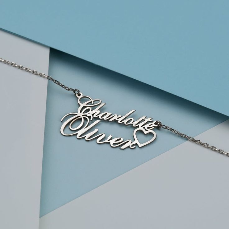 Personalized Double Name Necklace 22K Gold Plated Sterling Silver