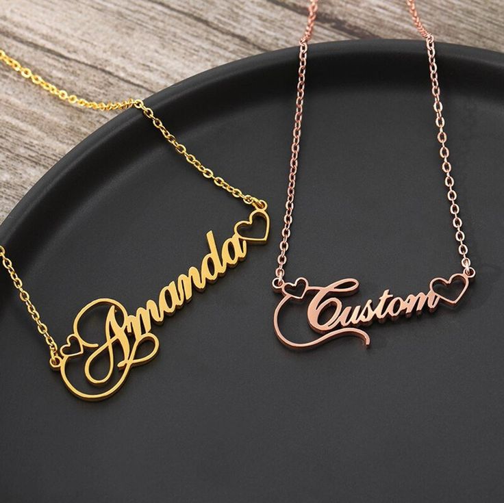 Personalized Single Name Necklace 22K Gold Plated Sterling Silver