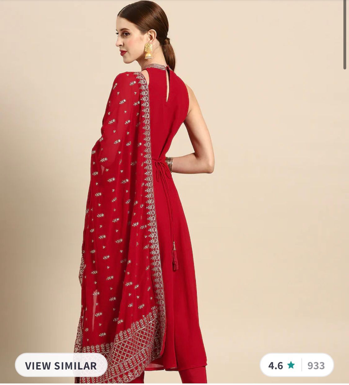 Women Red Ethnic Motifs Embroidered Kurta with Trousers & Dupatta