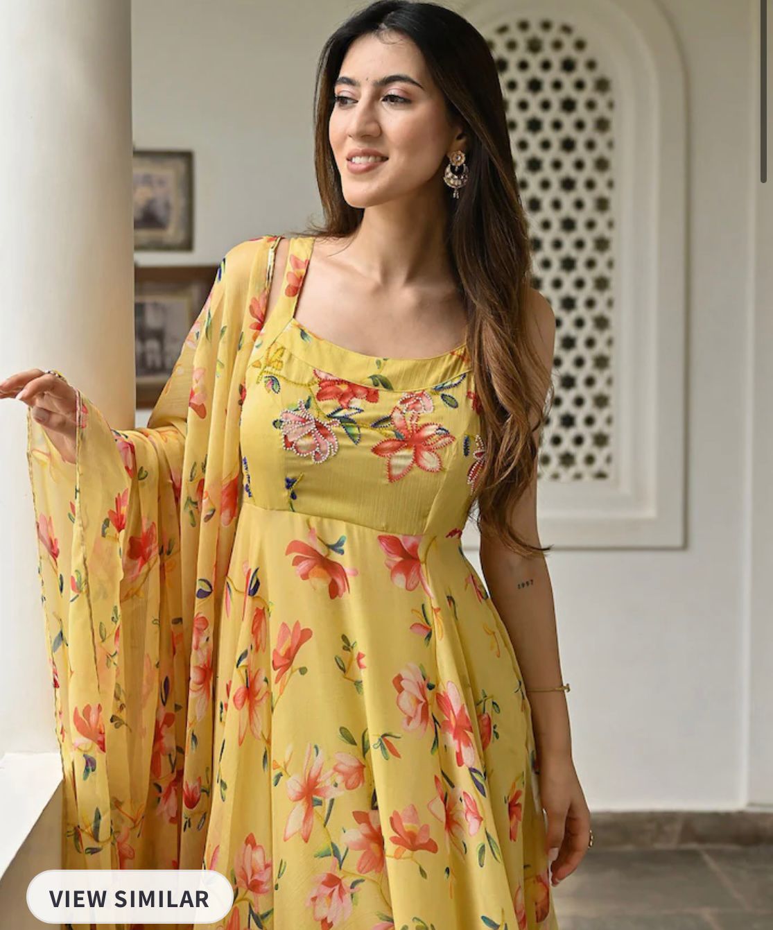 Floral Printed Regular Kurta with Trousers & Dupatta