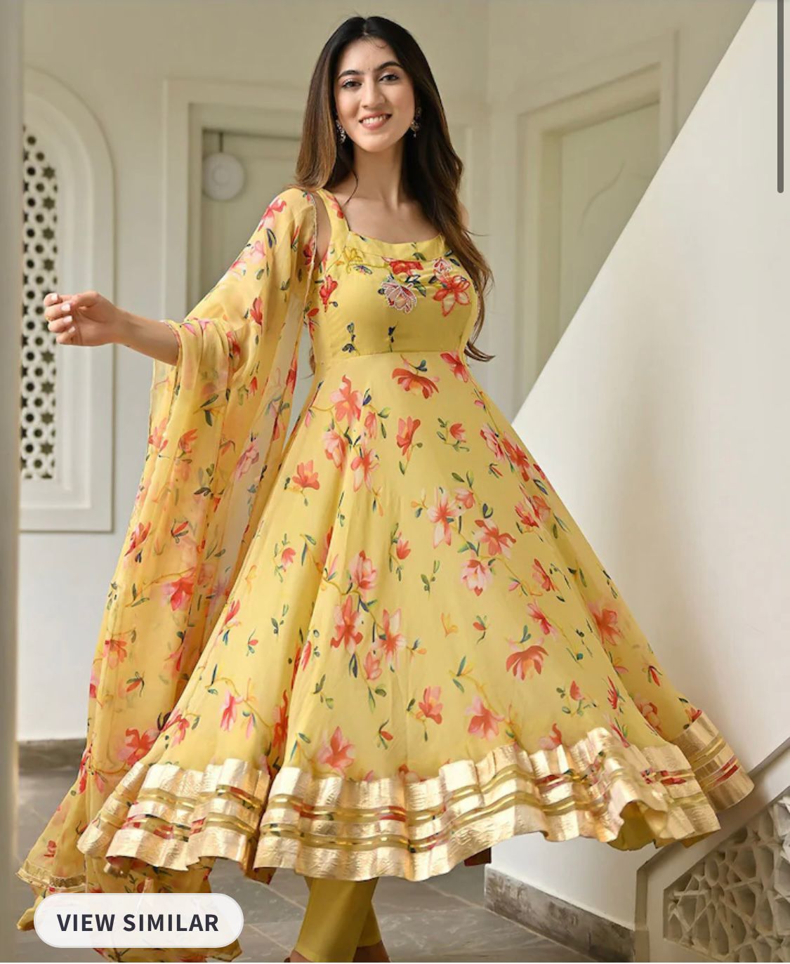 Floral Printed Regular Kurta with Trousers & Dupatta