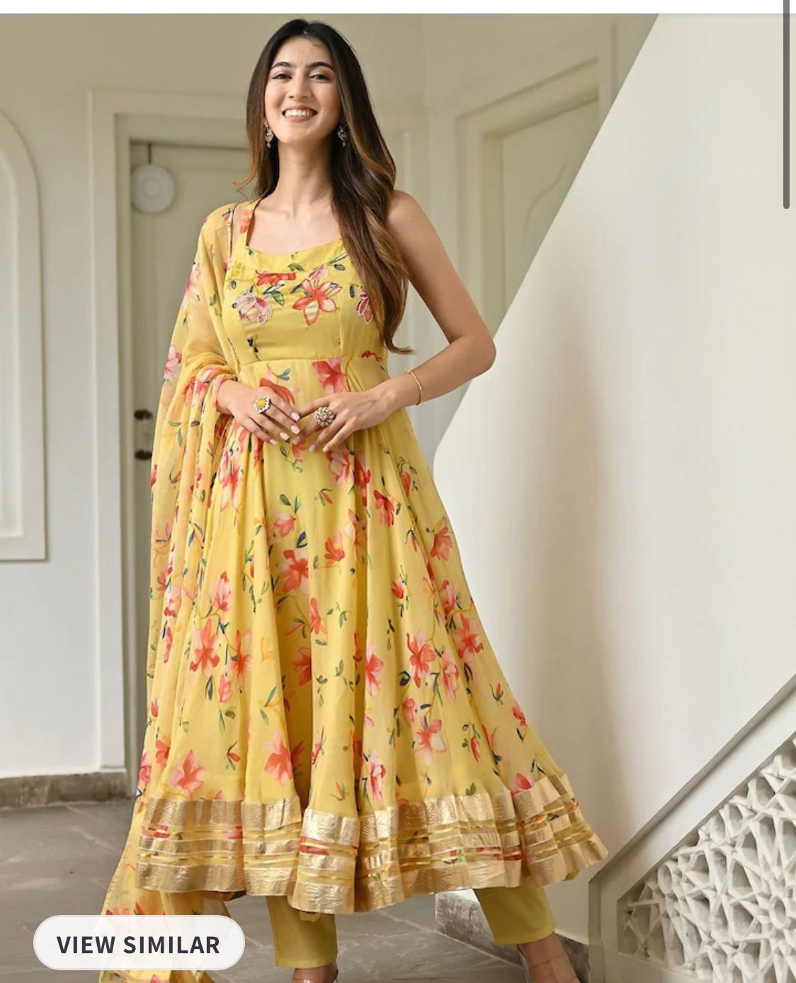 Floral Printed Regular Kurta with Trousers & Dupatta