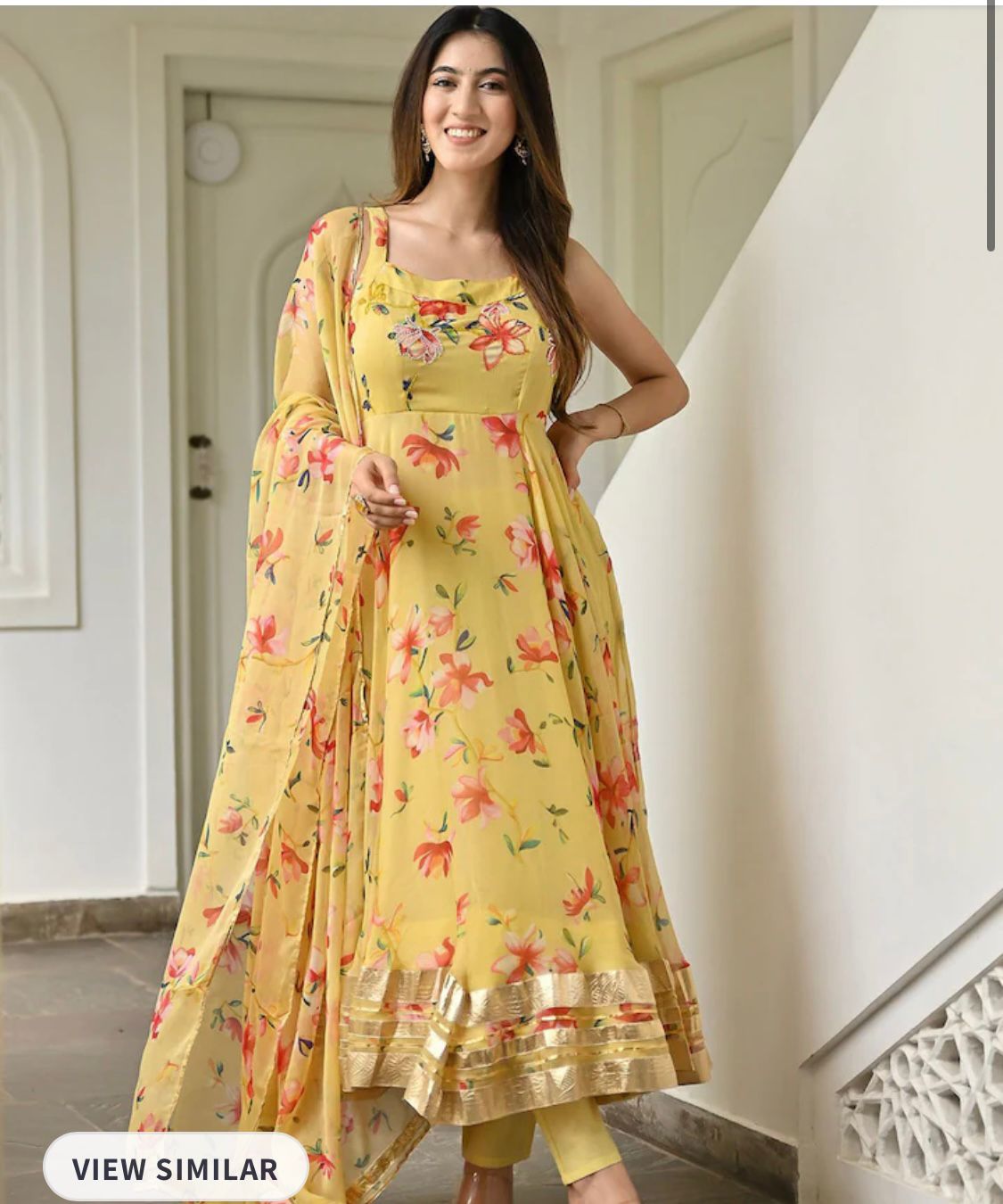 Floral Printed Regular Kurta with Trousers & Dupatta